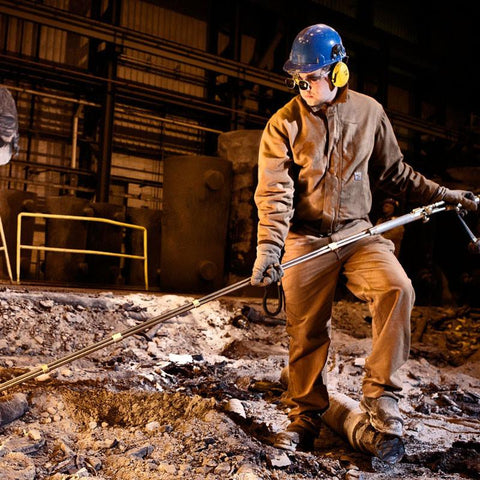 Steel Mill Worker in Custom Embroidered Flame Resistant FRC Clothing