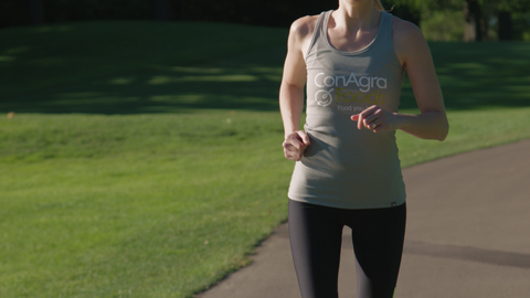 Custom Printed Workout Shirt on Jogging Woman
