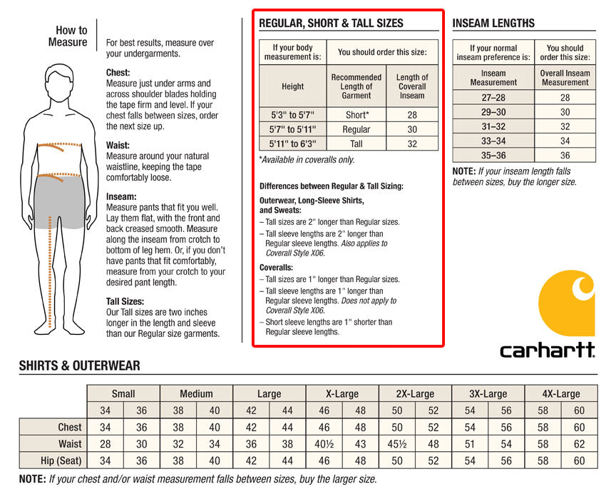 Product Sizing Charts | Corporate Apparel Sizes and Measurements