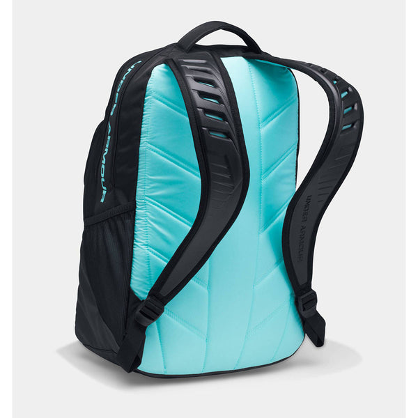 teal and black under armour backpack