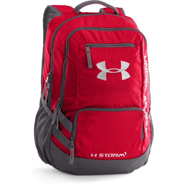 red and gray under armour backpack