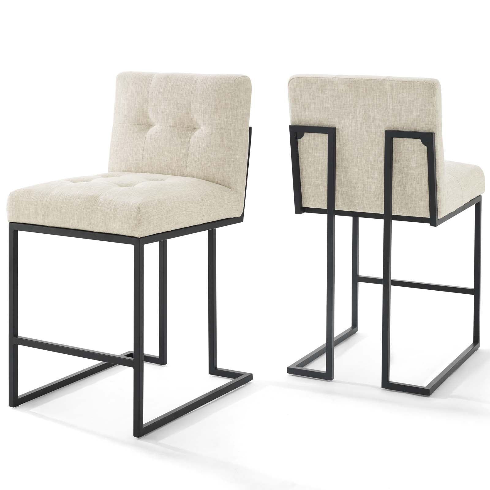 black fabric counter stools