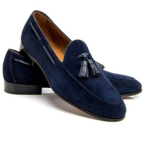 Bespoke Navy Blue Suede Round Toe 