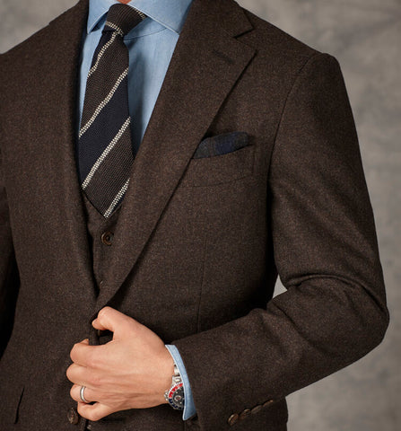 Chocolate Brown Flannel 3pc Suit / Blazer