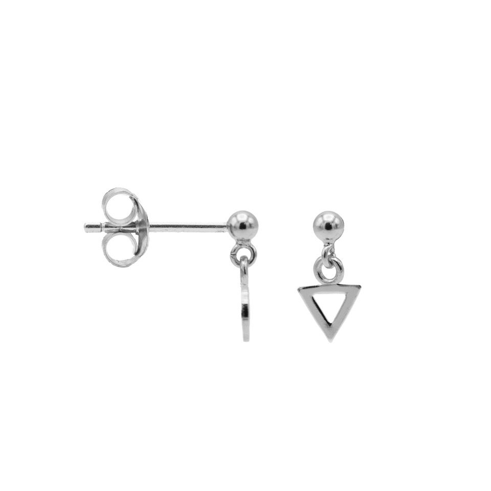 Aankondiging kroon Continu karma oorbellen hanging symbols open triangle silver – Widaro