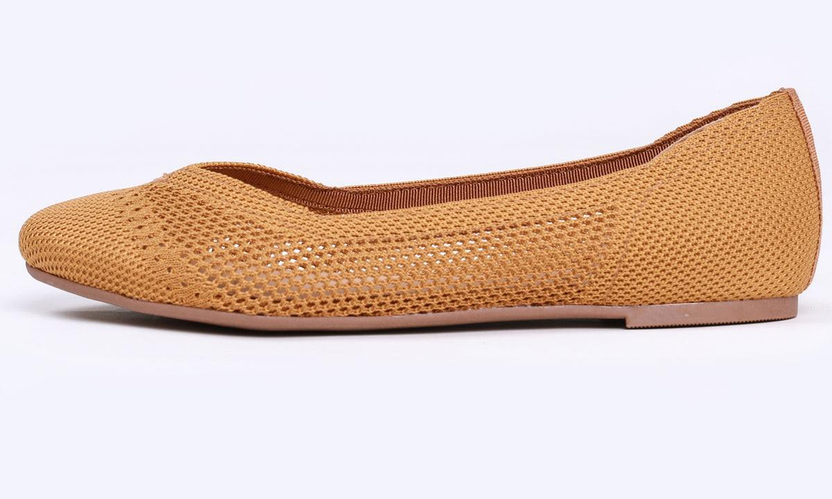 Feversole Womens Woven Fashion Breathable Knit Flat Shoes Caramel Bal 1346