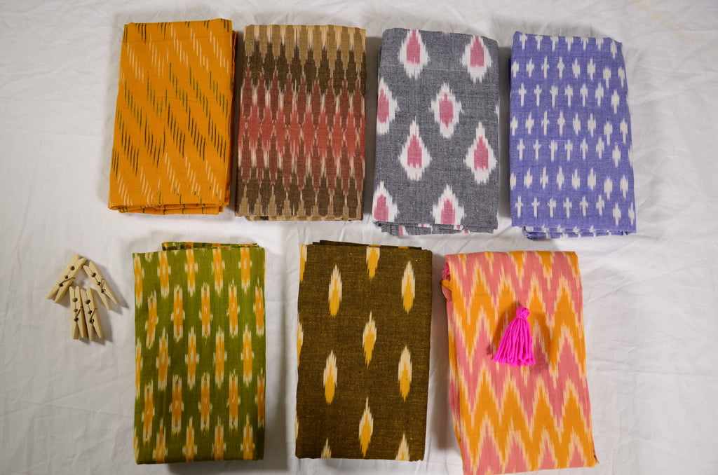 Handwoven cotton ikat fabrics by DesiCrafts