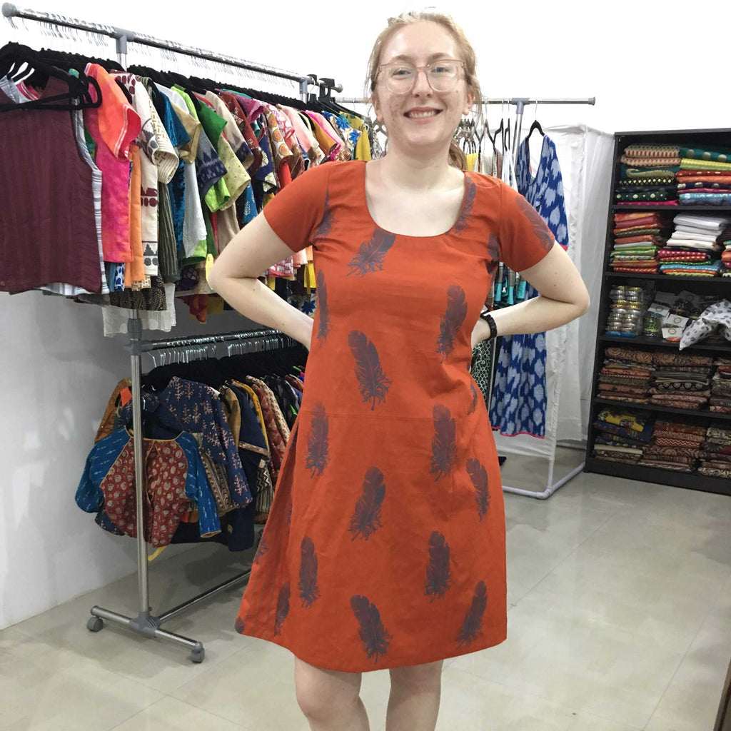Rebekka in Rust and Gray DesiCrafts Dress