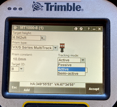 Trimble Access Seim-active mode