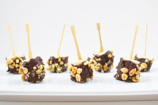 Frozen Chocolate covered banana bites, 4th of July snacks