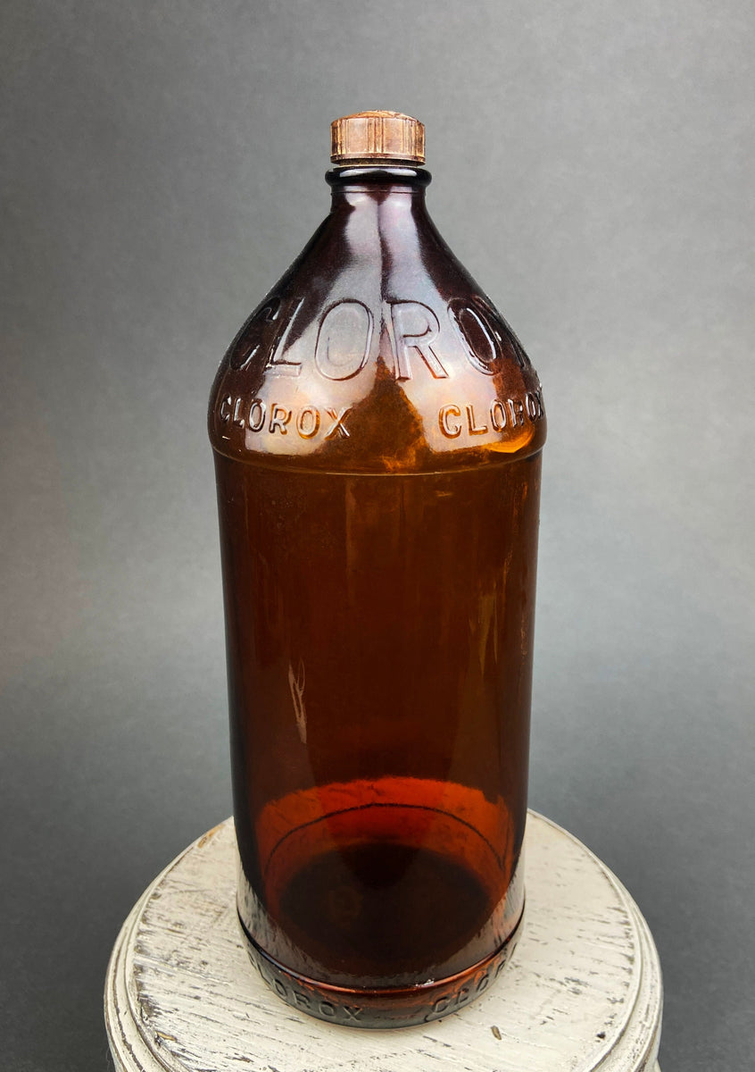 Antique Clorox Amber Glass Bottle FREE SHIPPING