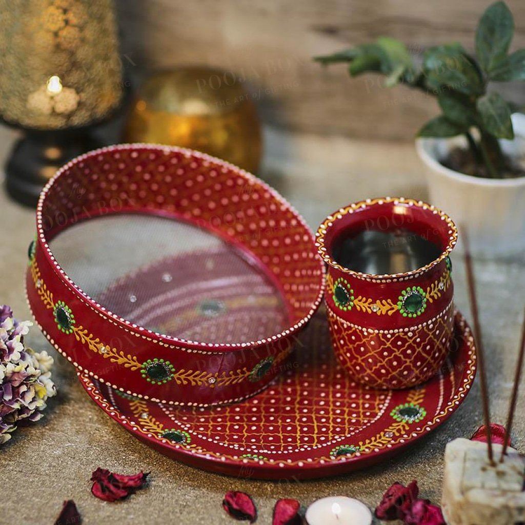 Buy Pretty Hand Painted Karwa Chauth Thali Set Online in India ...