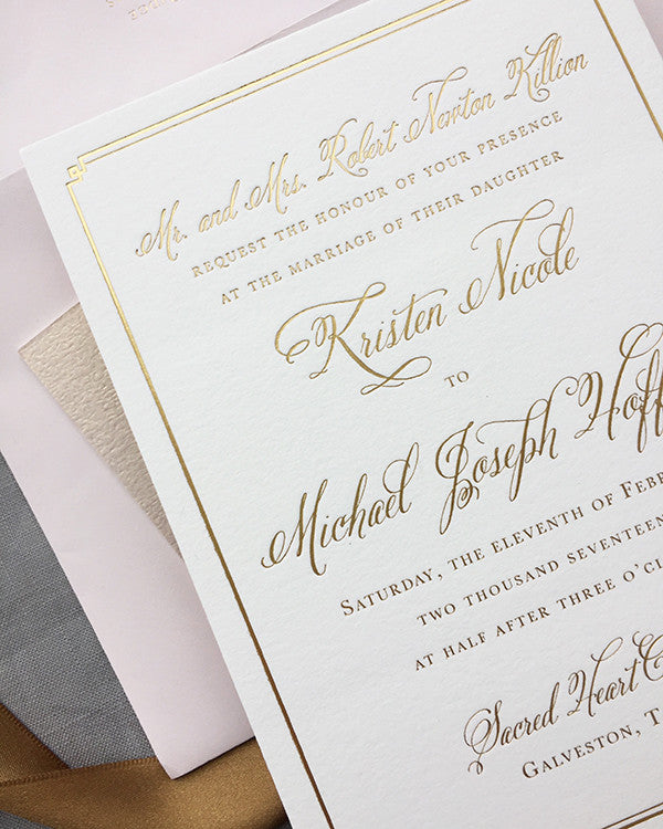 Gold and Blush Luxury Wedding Invitation