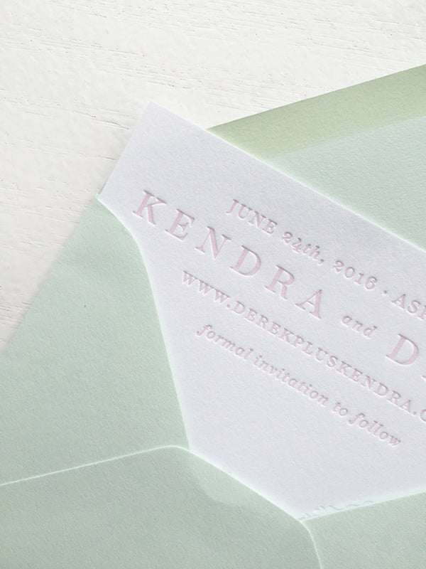 Blush and Blind Letterpress Aspen Colorado Wedding Save the Date Maroon Bells