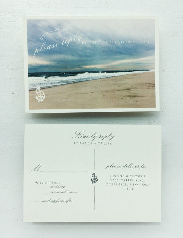 Nautical Beach Post Card Long Island Hamptons RSVP Response