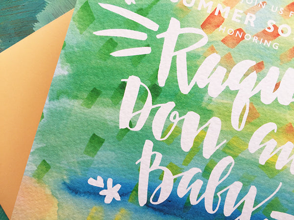 Detail Watercolor Invitation Baby Shower Gender Neutral 