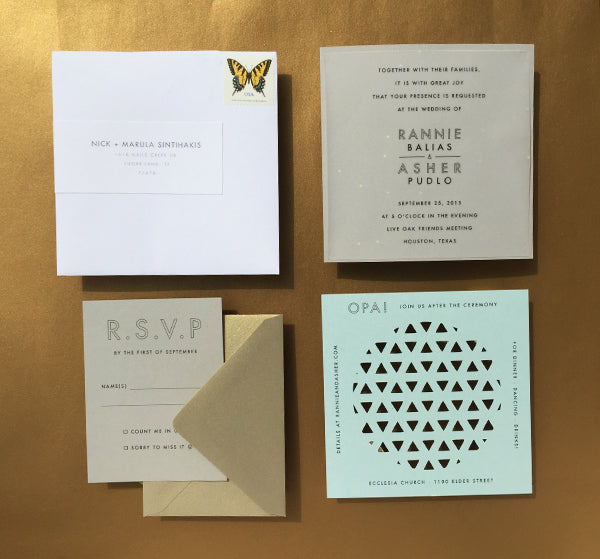 Modern Gold Geometric Wedding Invitation