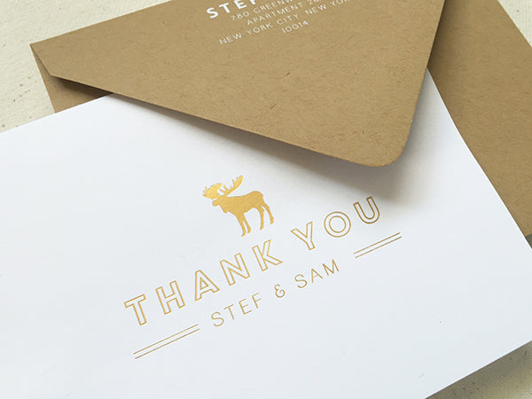 Gold Foil Thank You Cards - Custom Moose