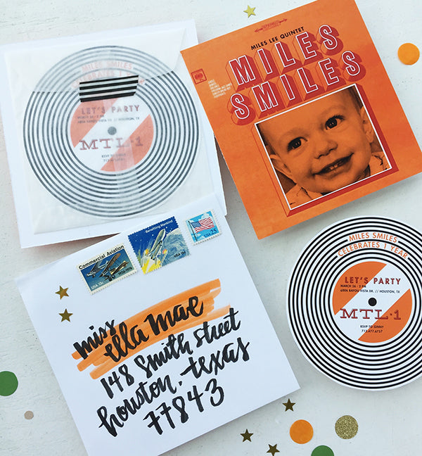 Miles David Birthday Party Invitation Record Album