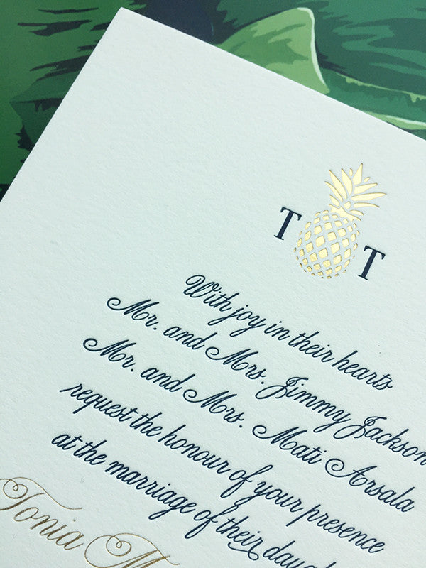 West Palm Beach Formal Wedding Invitation Gold Foil Navy Luxury Letterpress
