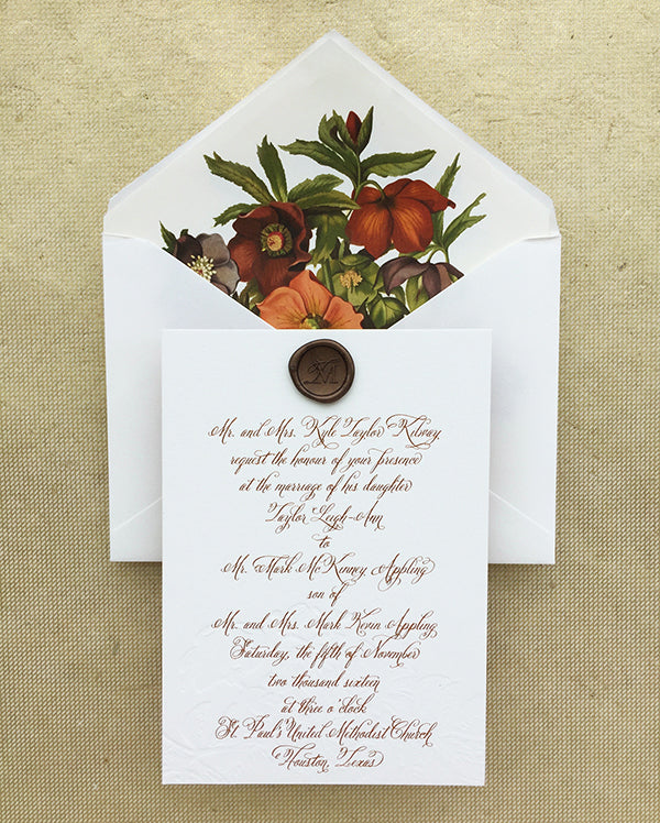 Fall Copper Foil Wedding Invitation Wax Seal Letterpress