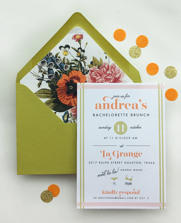 Floral Envelope Liner Pink & Orange Brunch Invitation