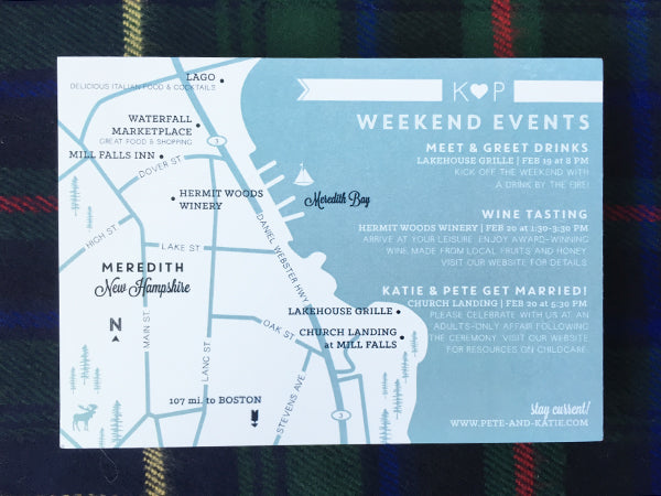 Custom Wedding Weekend Map | Meredith, New Hampshire
