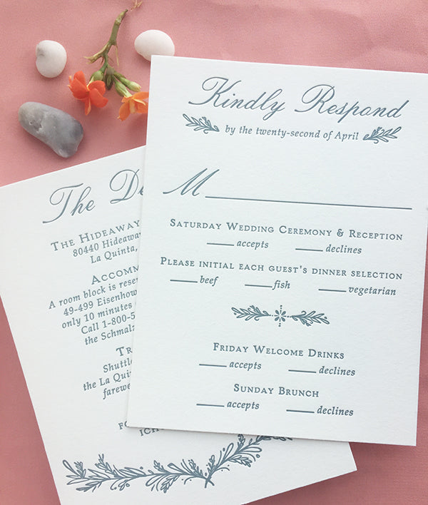 rsvp card formal wedding destination wedding letterpress