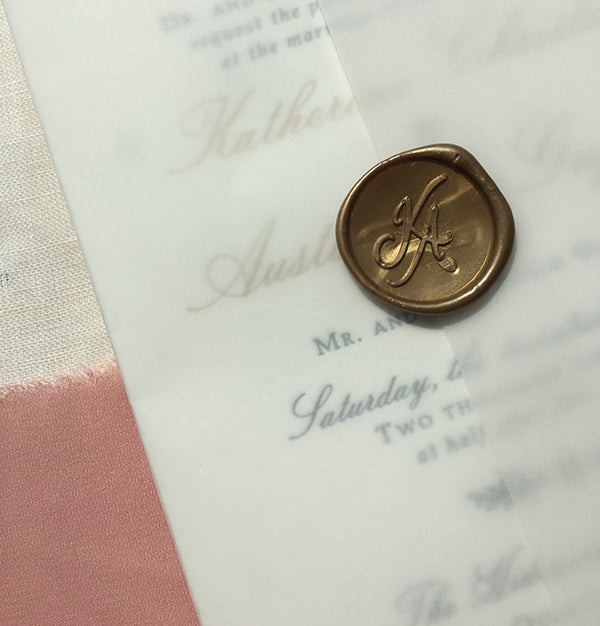 velum wax seal invitation monogram