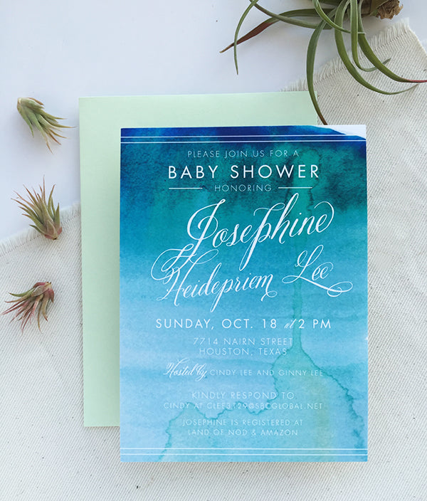 watercolor baby shower inviations