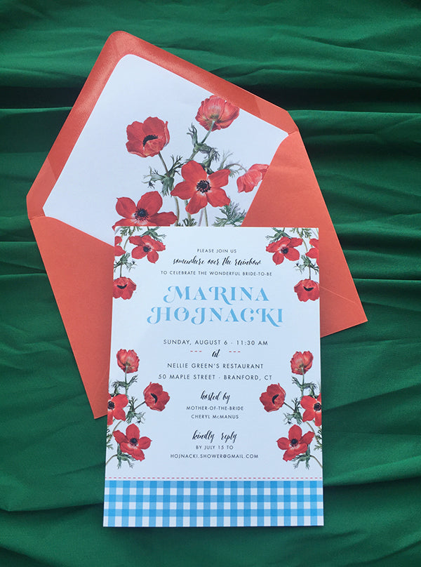 Wizard of Oz Wedding Shower Invitation Poppy Floral 