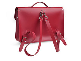 Handmade Leather Satchel - Marsala Red 