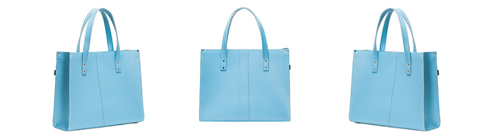 Zatchels Pastel Blue Handmade Leather Tote Bag