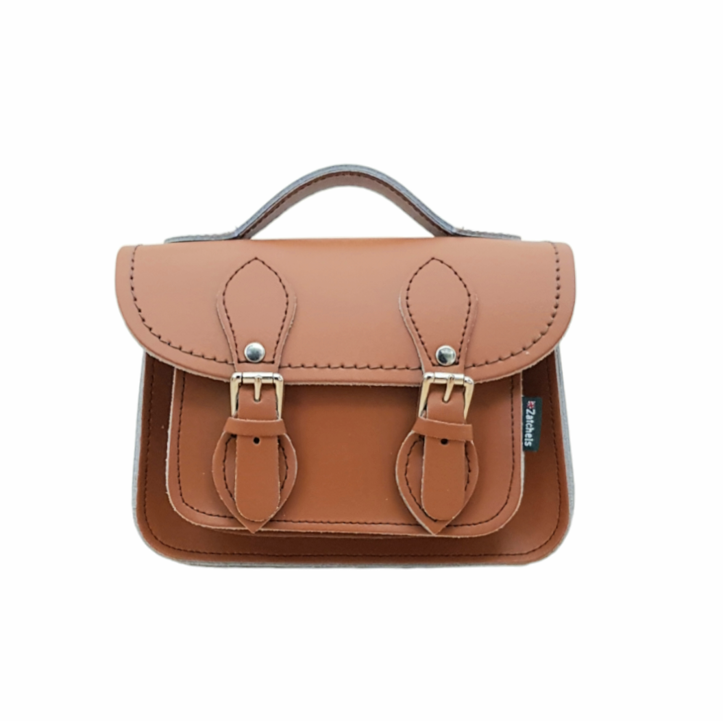 Handmade Leather Micro Satchel - Burnt Orange - Plus