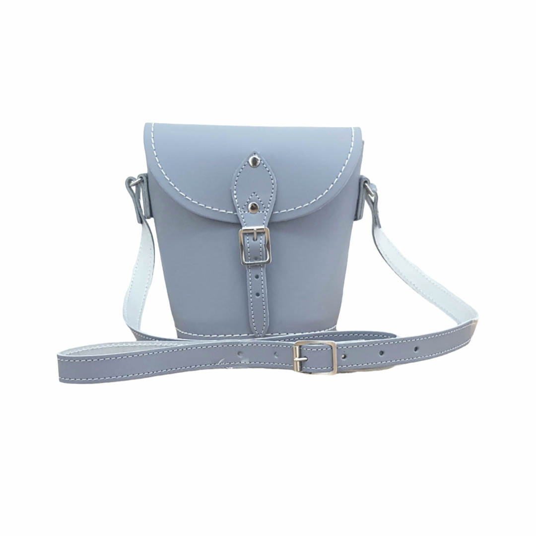 Handmade Leather Barrel Bag - Lilac Grey - Small