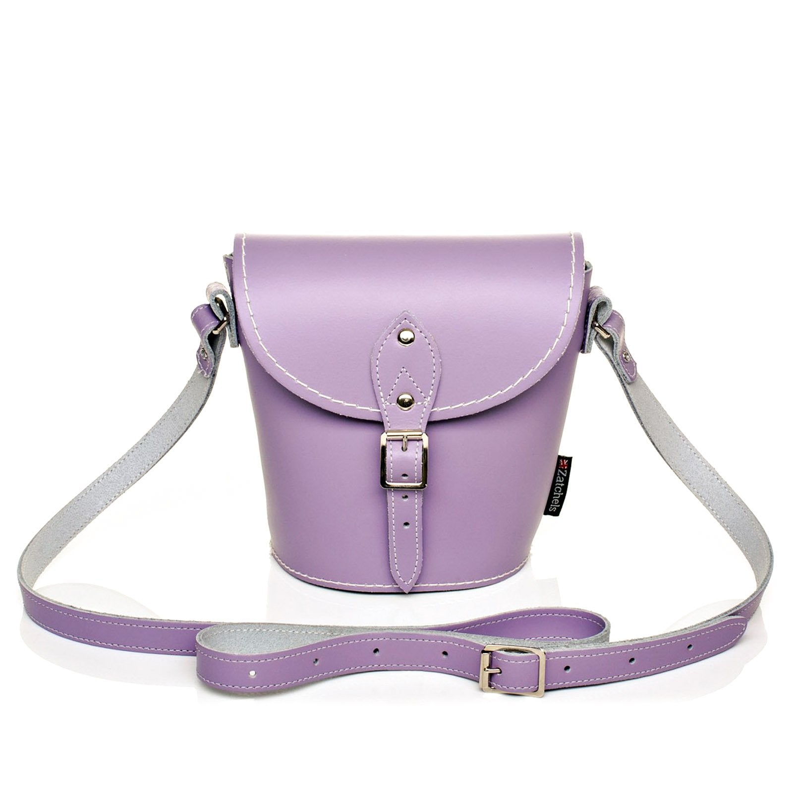 Handmade Leather Barrel Bag - Pastel Violet - Plus
