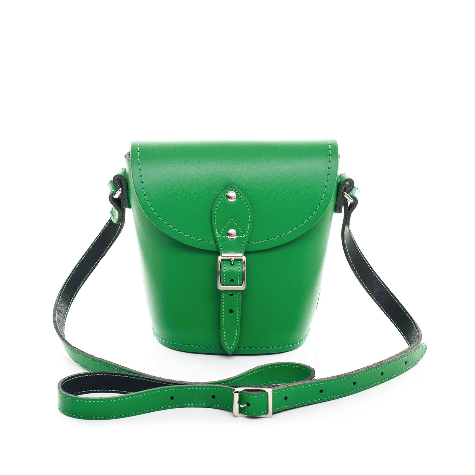 Handmade Leather Barrel Bag - Green - Small