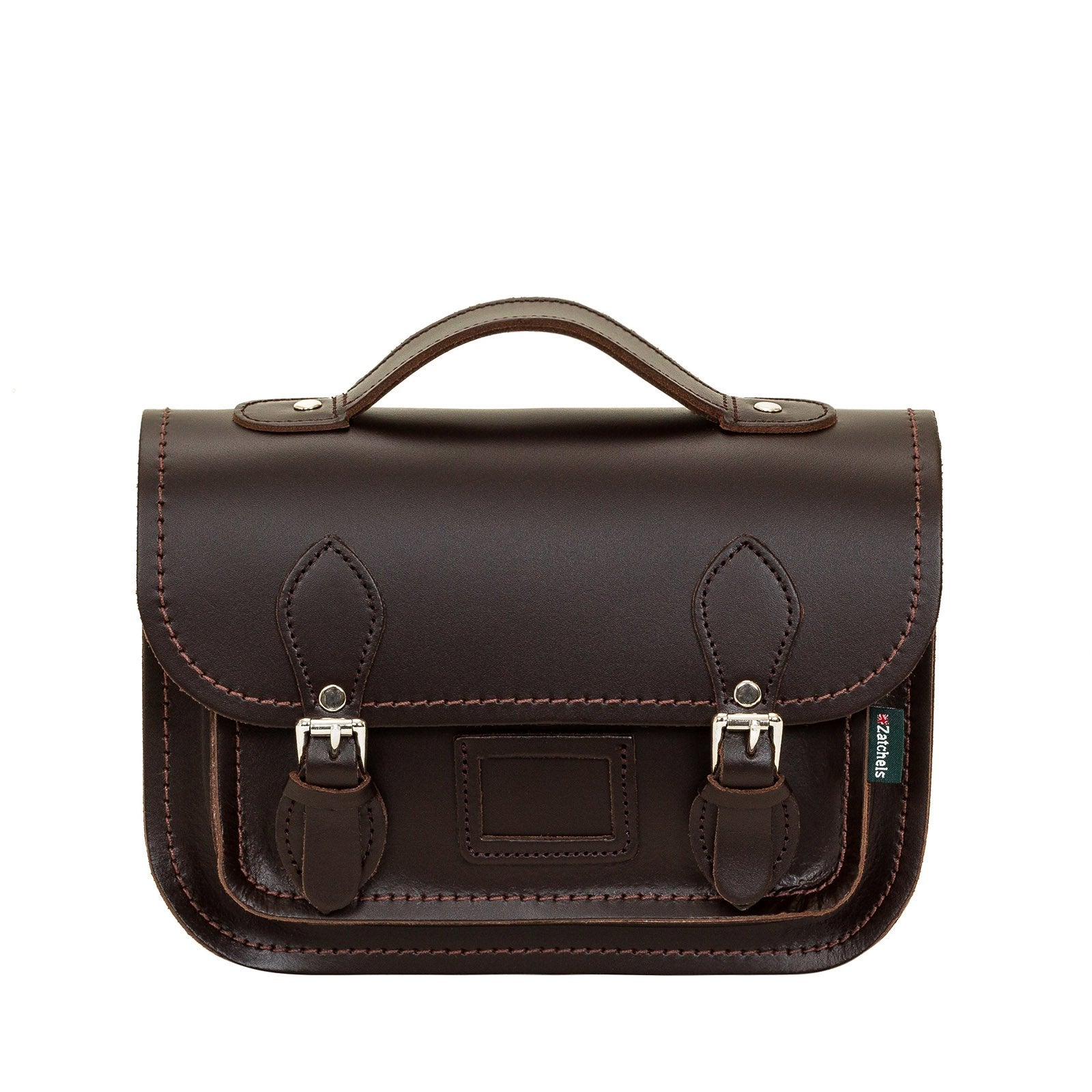 Leather Midi Satchel - Dark Brown