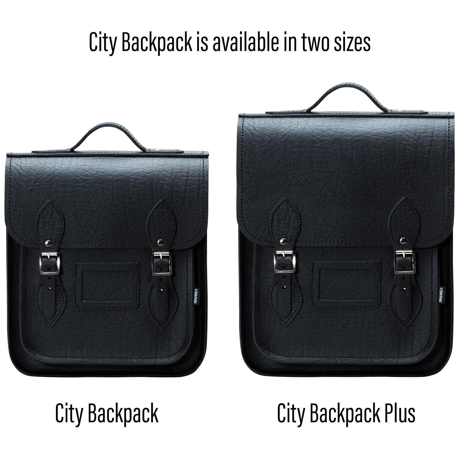 Handmade Leather City Backpack - Black Executive - Plus