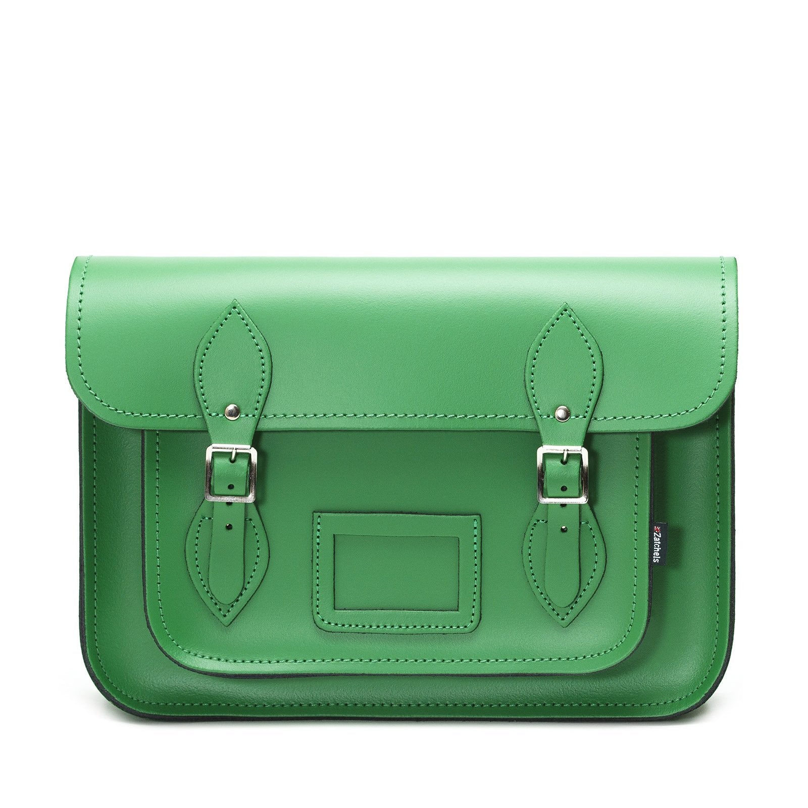 Handmade Leather Satchel - Green - 11.5"