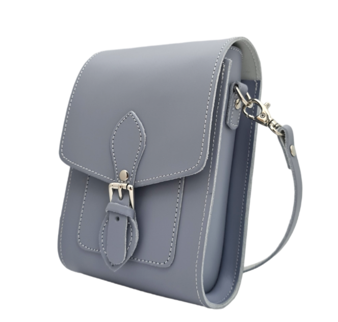 Handmade Leather Festival Phone Bag - Lilac Grey