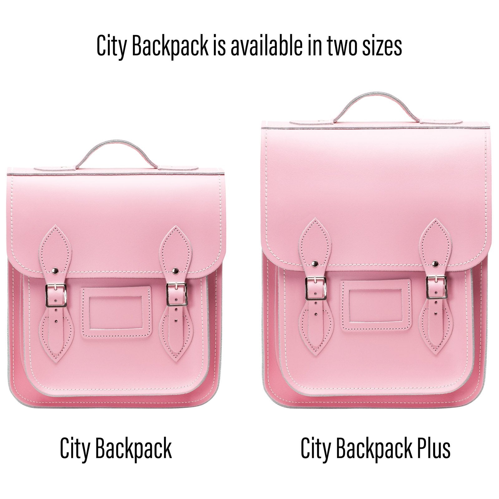 Handmade Leather City Backpack - Pastel Pink - Plus