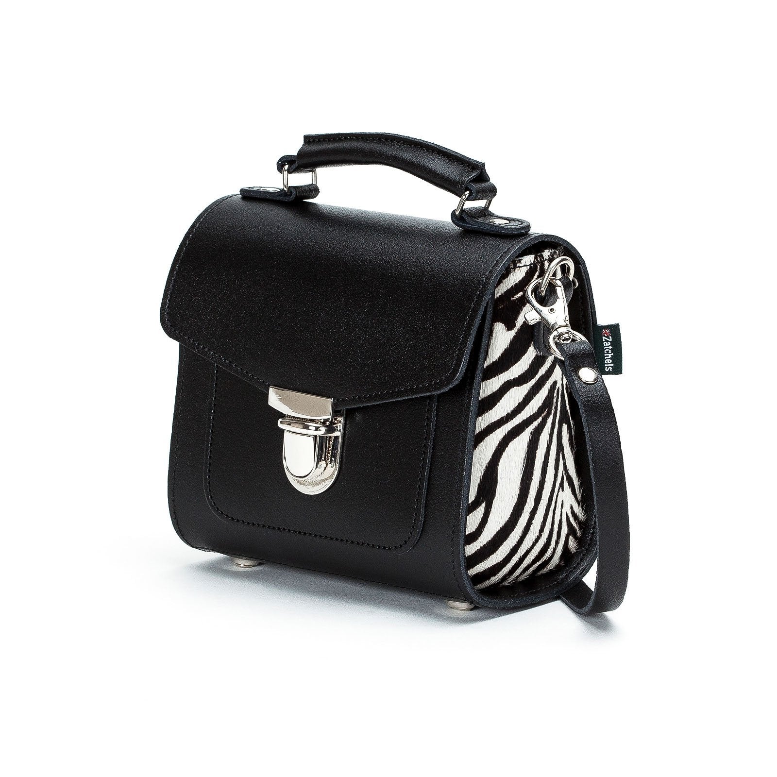 Handmade Leather Sugarcube Handbag - Zebra - Plus