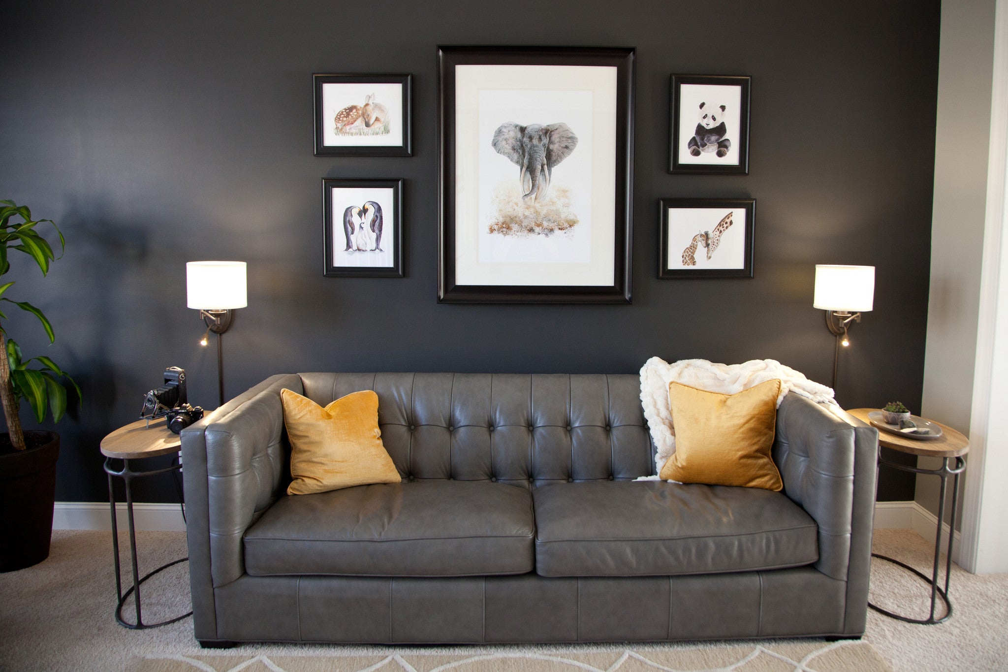 Animal Art Gallery Wall in Living Room