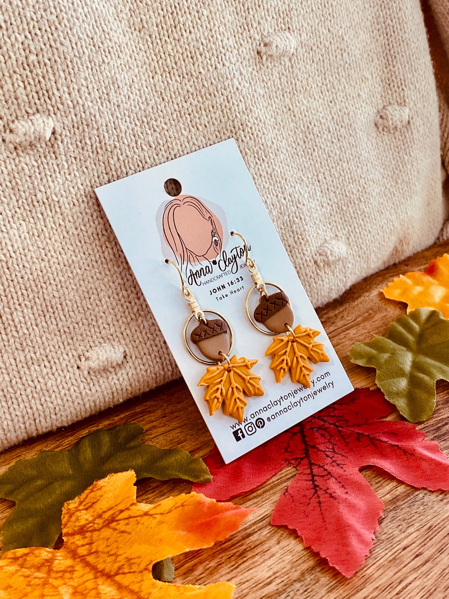 Acorn & Leaf Hoop Dangles