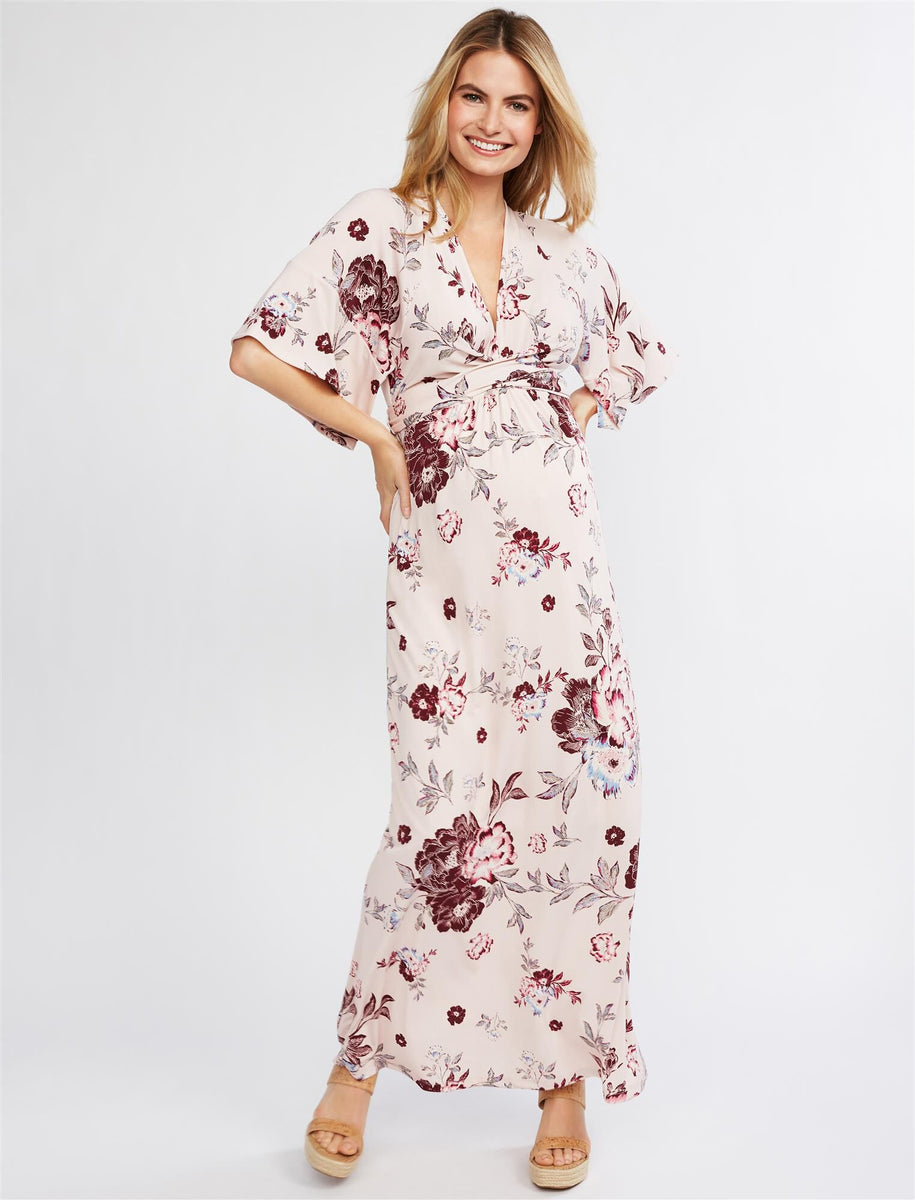 jessica simpson flutter sleeve floral wrap maternity dress