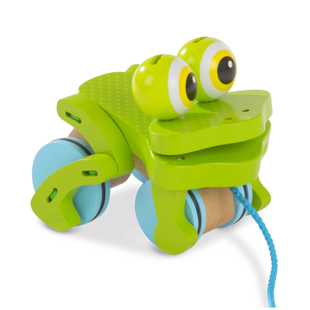 frolicking frog pull toy