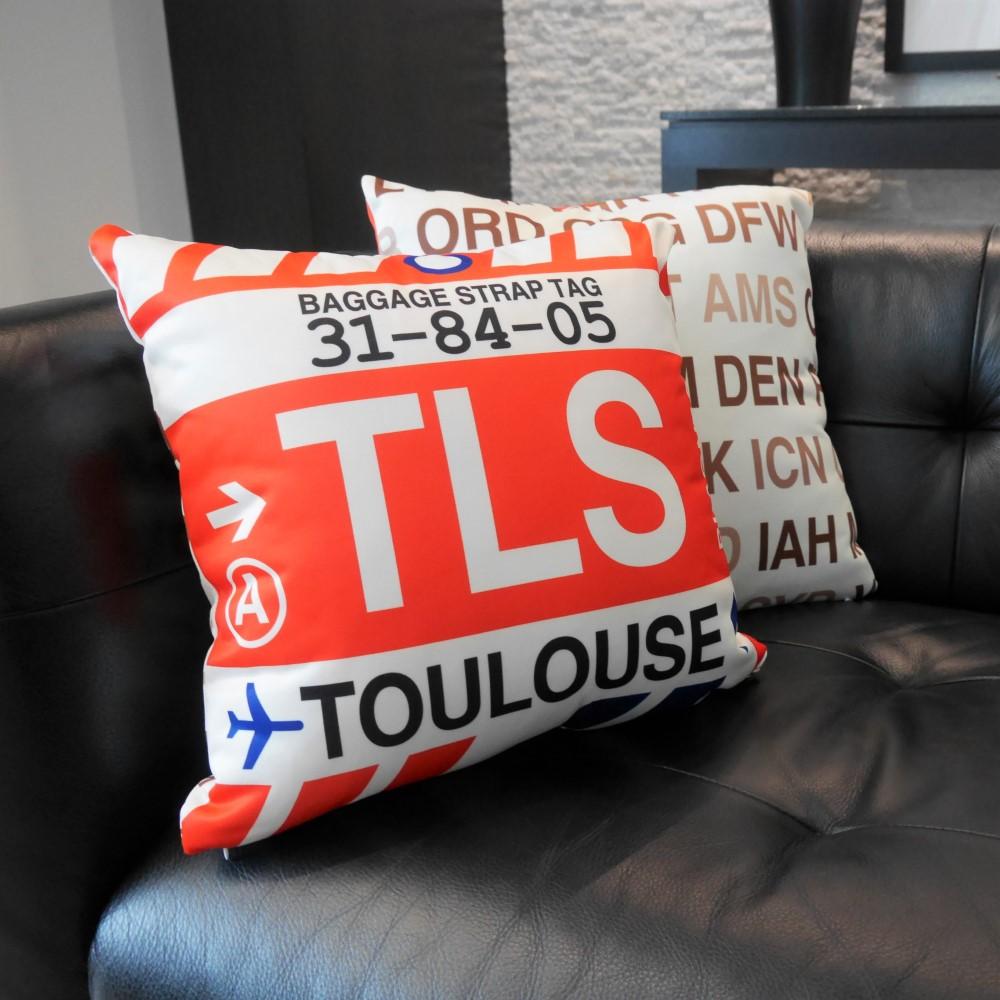 YHM Designs - YGR Îles-de-la-Madeleine Throw Pillow - Airport Code and Vintage Baggage Tag Design - Image 8
