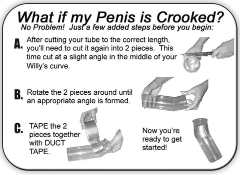 diagram showing how to best make a penis cast with a crooked penis