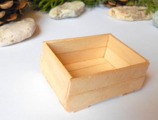 Miniature wooden crates in 1to12 1:12 scale dollhouse vegetable food boxes crate 